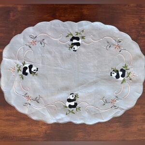 Panda Embroidered Doily - Handmade Unbranded
